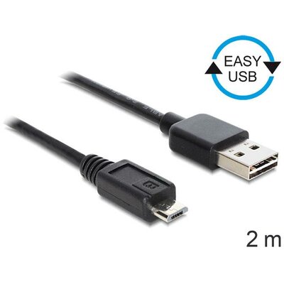 Delock kábel EASY-USB 2.0-A apa > Micro USB 2.0 apa 2 m