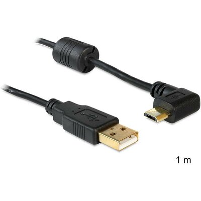 Delock kábel USB-A apa> USB micro-B apa forgatható 90° balra / jobbra fekete