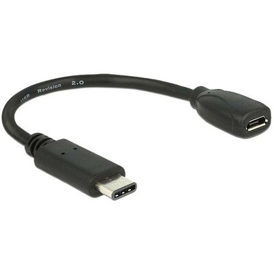 Delock Adapter kábel USB Type-C 2.0 apa > USB 2.0 type Micro-B anya 15cm blac