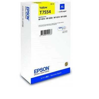 Tintapatron Epson T7554 Sárga XL, WF-8010/WF-8090/WF-8510/WF-8590