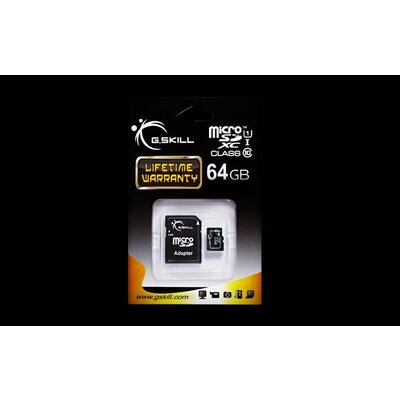 Memóriakártya G.Skill memory card Micro SDXC 64GB Class 10 UHS-1 + adapter