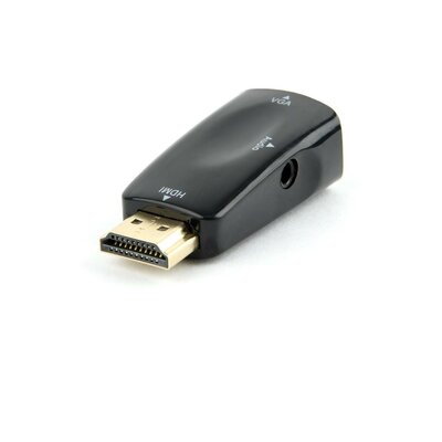 Gembird HDMI to VGA and audio adapter, single port, black, blister