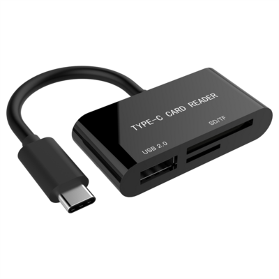 Memóriakártya olvasó Gembird compact USB Type-C SDXC combo card reader, OTG, black