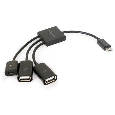 Gembird kábel Micro USB OTG BM -> 2x USB AF + micro BF, 0,15 m