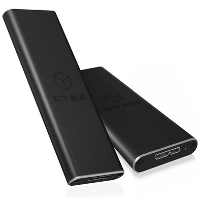 IcyBox External enclosure for M.2 SATA SSD, USB 3.0, Black
