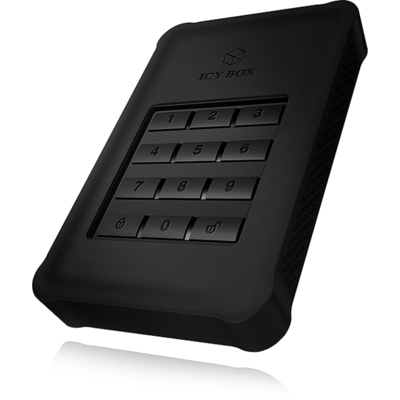 IcyBox Keypad encrypted enclosure for 2.5" SATA SSD/HDD, USB 3.0, Black