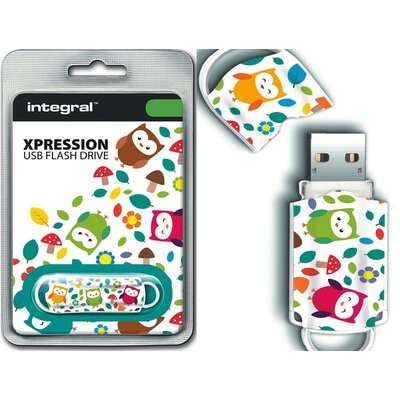 Pendrive Integral USB Flash Drive Xpression 16GB USB 2.0 - Owls
