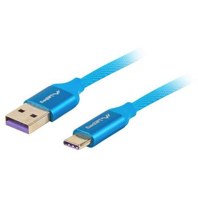Lanberg Premium kábel USB-C(M)->A(M) 2.0 0.5M Blue