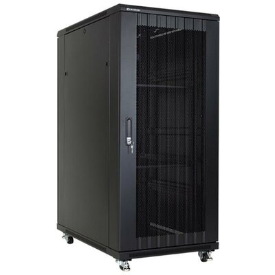 Linkbasic rack cabinet 19" 27U 600x1000mm black (perforated steel front door)