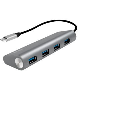 LOGILINK- USB-C 3.1 hub, 4 port, aluminum casing, szürke