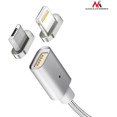Maclean MCE160 Metal magnetic data kábel 1m micro USB Quick & Fast Charge silver