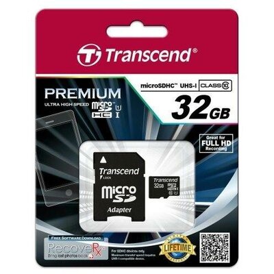 Transcend Micro SDHC 32GB Class 10 UHS-I +adapter SD memóriakártya
