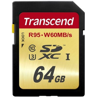 Memóriakártya Transcend memory card SDXC 64GB Class10 UHS-I U3 (read/write: 95/60MB/s)