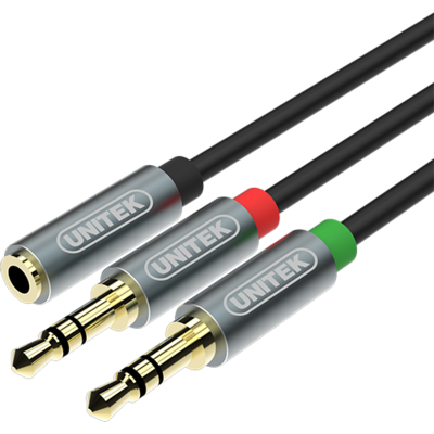 Unitek kábel miniJack 3,5mm (F) - 2x 3,5mm (M); Y-C957ABK