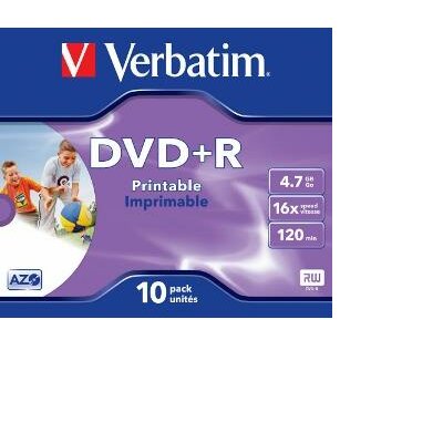 Verbatim DVD+R [ jewel case 10, 4.7GB, 16x, nyomtatható ]