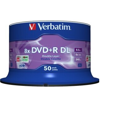 Verbatim DVD+R DL [ spindle 50, 8,5GB, 8x, matt ezüst ]