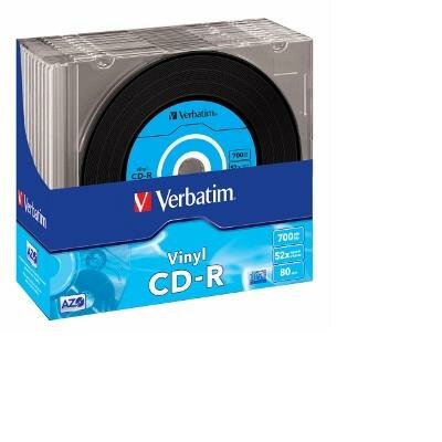 Verbatim CD-R [ slim jewel case 10, 700MB, 48x, Data Vinyl, DataLife+ AZO ]