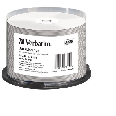 Verbatim DVD-R lemez, henger dobozban, 50 db, 4.7GB, 16x, Thermal nyomtatható