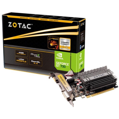 Videokártya ZOTAC GeForce GT 730 ZONE Edition Low Profile, 4GB DDR3 (64 Bit), HDMI, DVI, VGA