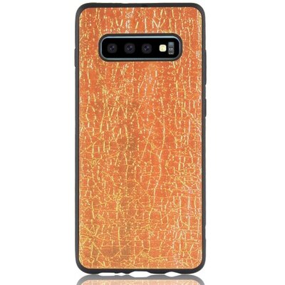 Hátlapvédő telefontok gumi / szilikon (bőrhatás) Arany [Samsung Galaxy S10 (SM-G973)]