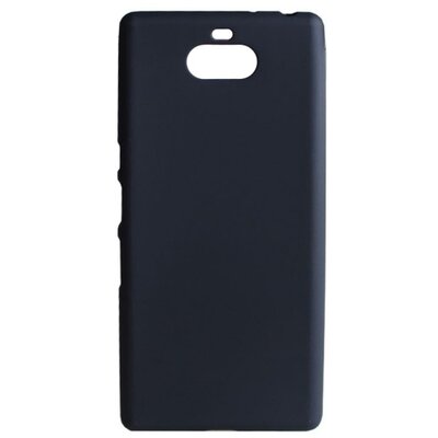 Hátlapvédő telefontok gumi / szilikon (matt, fényes keret) Fekete [Sony Xperia 10+ Plus (L4213)]