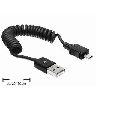 Delock USB 2.0 AM-BM Micro spirálkábel 20-60cm