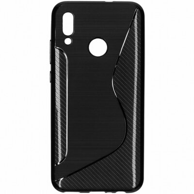Hátlapvédő telefontok gumi / szilikon (S-line, karbonminta) Fekete [Huawei Honor 10 Lite, Huawei P Smart (2019)]
