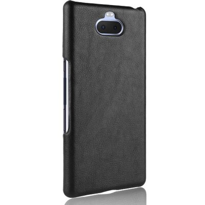 Műanyag hátlapvédő telefontok (bőrbevonat) Fekete [Sony Xperia 10+ Plus (L4213)]