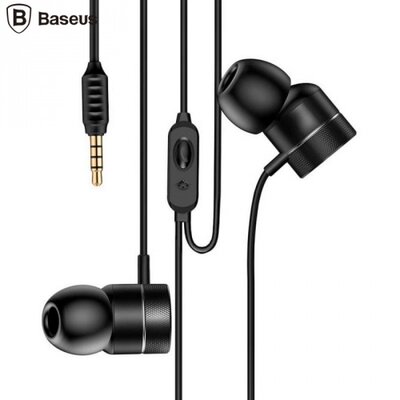 Baseus NGH04-01 ENCOK H04 fülhallgató SZTEREO (3.5mm jack, mikrofon, felvevő gomb, hangerő szabályzó), fekete