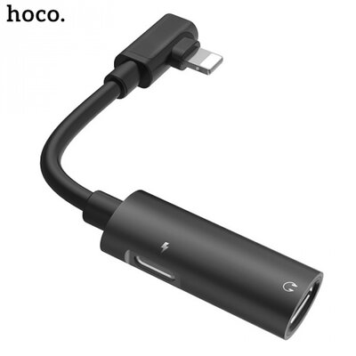 Hoco HOCO LS18 audió adapter (elosztó, lightning 8 pin - 2 x lightning 8 pin, fülhallgatóhoz), fekete [Apple IPAD (4th Generation), Apple IPAD 9.7 (2017) , Apple IPAD 9.7 (2018), Apple IPAD Air]