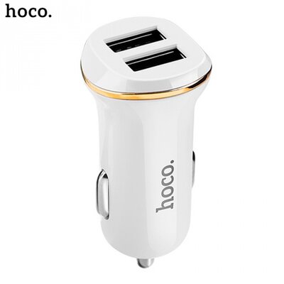 Hoco Z1 szivargyújtó töltő/autós töltő 2 x USB aljzat (5V / 2100mA, gyorstöltés támogatás), fehér
