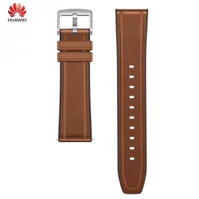 Huawei 02232UDD Pótszíj (bőr, állítható, varrás minta), barna - Huawei Watch GT / Honor Watch Magic