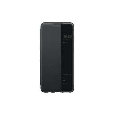 Huawei 51993076 Telefontok álló, bőr hatású (aktív flip, oldalra nyíló, S-View Cover) Fekete [Huawei P30 Lite]