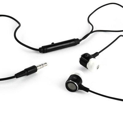 Gembird sztereó metal earphones mikrofonnal és hangerő szabályzóval, fekete-fehér