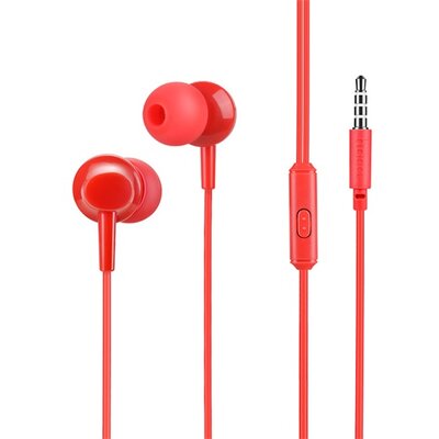Hoco M14 fülhallgató SZTEREO (3.5mm jack, mikrofon, felvevő gomb), piros