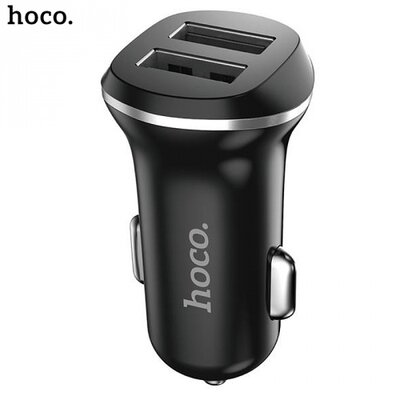 Hoco Z1 szivargyújtó töltő/autós töltő 2 x USB aljzat (5V / 2100mA, gyorstöltés támogatás, kábel nélkül), fekete