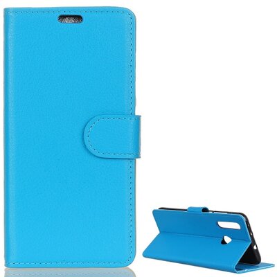 Telefontok álló, bőr hatású (flip, oldalra nyíló, asztali tartó funkció) Kék [Huawei P30 Lite]