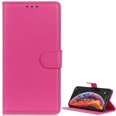 Telefontok álló, bőr hatású (flip, oldalra nyíló, asztali tartó funkció) Rózsaszín [Samsung Galaxy A50 (SM-505F)]