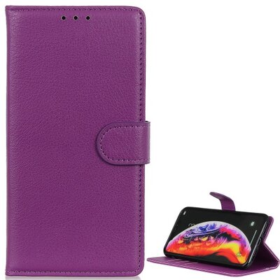 Telefontok álló, bőr hatású (flip, oldalra nyíló, asztali tartó funkció) Lila [Samsung Galaxy A40 (SM-405F)]