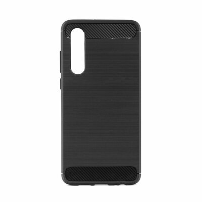 Forcell Carbon szilikon hátlapvédő telefontok, karbon mintás - Huawei P30, Fekete