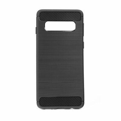 Forcell Carbon szilikon hátlapvédő telefontok, karbon mintás - Samsung Galaxy S10, Fekete