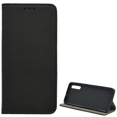 Telefontok álló, bőr hatású (flip, oldalra nyíló, asztali tartó funkció) Fekete [Samsung Galaxy A50 (SM-505F)]