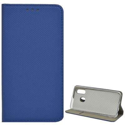 Telefontok álló, bőr hatású (flip, oldalra nyíló, asztali tartó funkció, rombuszminta) SötétKék [Samsung Galaxy A40 (SM-405F)]