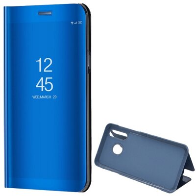 Telefontok álló (aktív flip, oldalra nyíló, asztali tartó funkció, tükrös felület, Mirror View Case) VilágosKék [Samsung Galaxy A50 (SM-505F)]