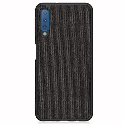Hátlapvédő telefontok gumi / szilikon (textil hátlap) Fekete [Samsung Galaxy A7 (2018) SM-A750F]