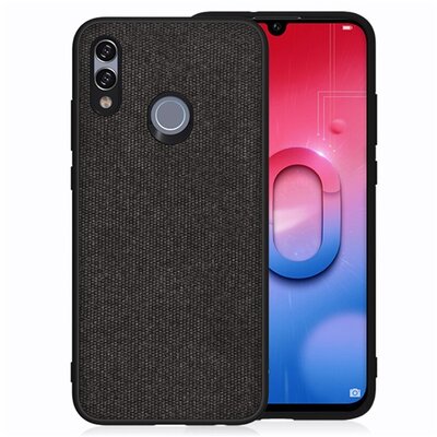 Hátlapvédő telefontok gumi / szilikon (textil hátlap) Fekete [Huawei P Smart (2019), Huawei Honor 10 Lite]