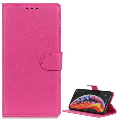 Telefontok álló, bőr hatású (flip, oldalra nyíló, asztali tartó funkció) Rózsaszín [Samsung Galaxy A40 (SM-405F)]