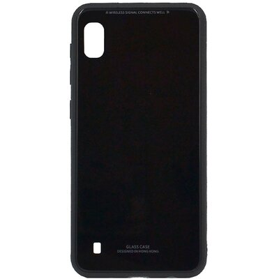 Műanyag hátlapvédő telefontok (közepesen ütésálló, üveg hátlap) Fekete [Samsung Galaxy A10 (SM-105F)]