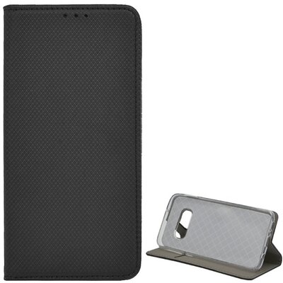 Telefontok álló, bőr hatású (flip, oldalra nyíló, asztali tartó funkció, rombuszminta) Fekete [Samsung Galaxy S10e (SM-G970)]