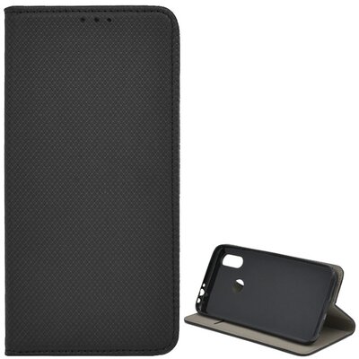 Telefontok álló, bőr hatású (flip, oldalra nyíló, asztali tartó funkció, rombuszminta) Fekete [Xiaomi Redmi 7 (Redmi Y3)]